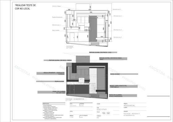 Fachada · medidas e acabamentos